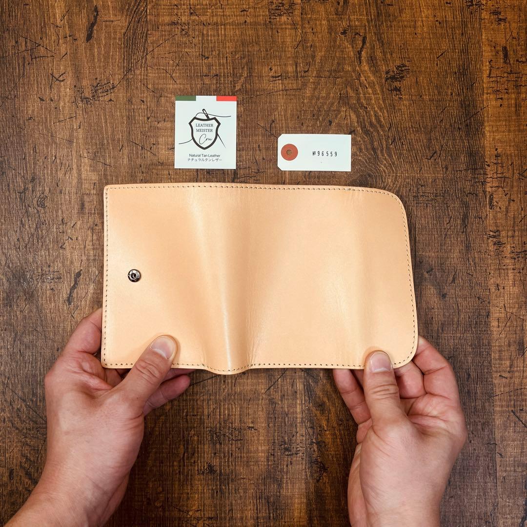 サドルレザー ヌメ革 三つ折り財布 メンズ財布 長財布 本革 ハンドメイド