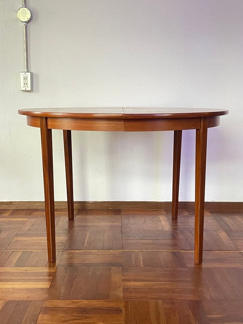 北欧 デンマーク ヴィンテージ チーク エクステンション ラウンド テーブル