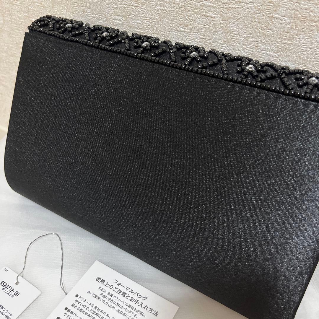 ビーズ刺繍のパーティーバッグ　ブラック
