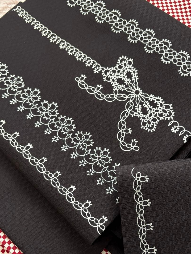 ワイヤーレース柄の名古屋帯 リボン