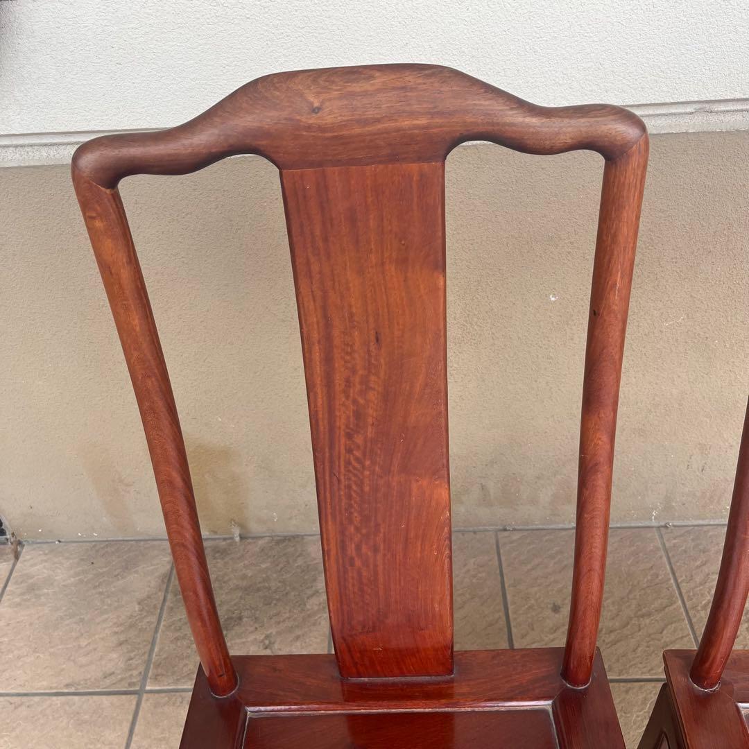 ①唐木家具 食卓椅子 アームチェア 花梨材 馬蹄脚 - メルカリ