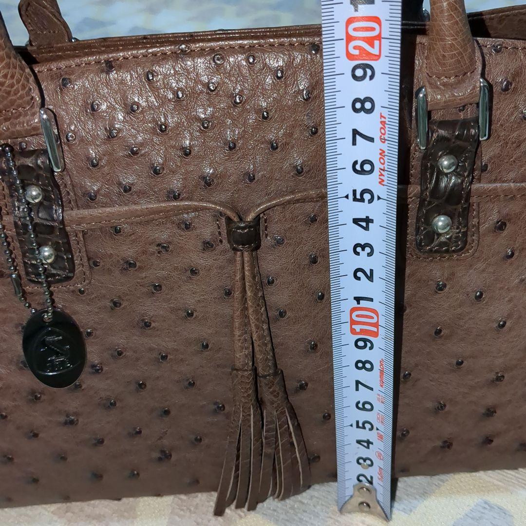 オーストリッチ　ハンドバッグ　ブラウン　JＲA　日本製