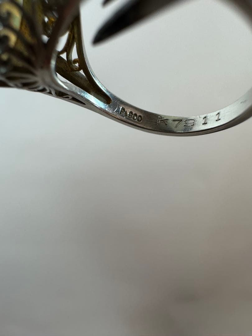 宝石 指輪天然ダイヤモンド Pt900刻印サイズ、8.00mm x9.90mm