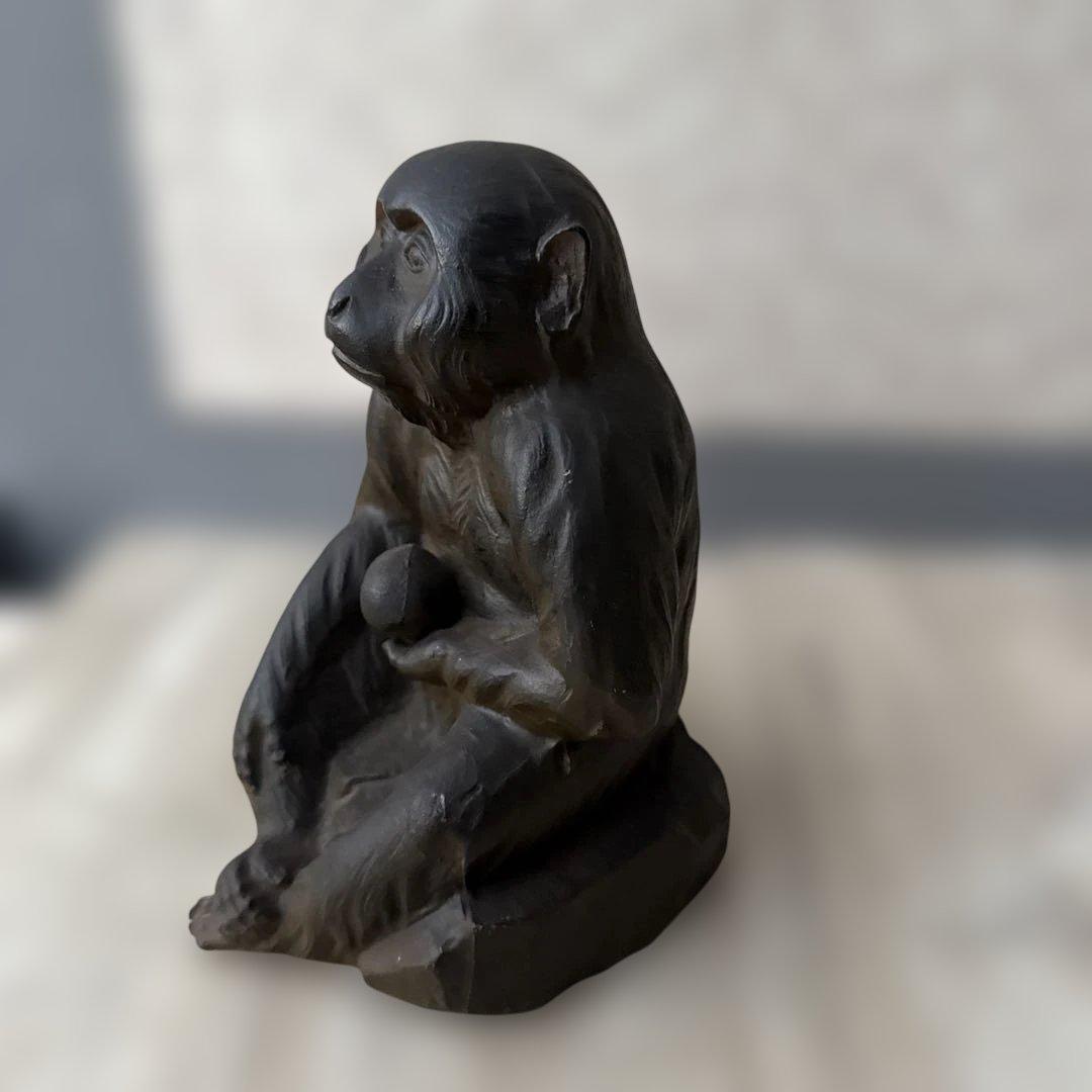 高岡鉄器 環水作 鉄製 猿の置物 約20cm オプジェ