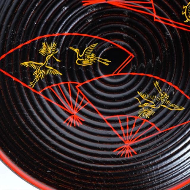 前端雅峯　扇面鶴亀絵銘々盆　5枚　共箱　茶道具　菓子器　銘々皿