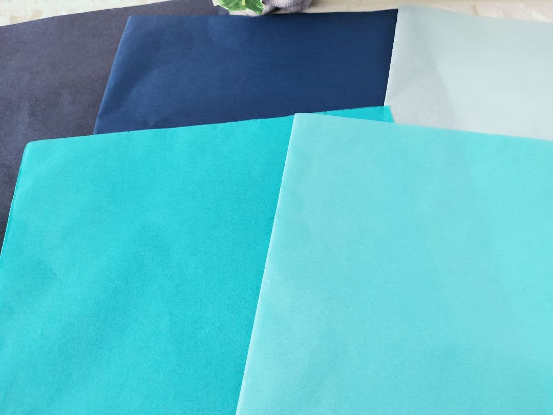 No.18 ラッピングペーパー 薄葉紙 ブルー系 5色×各10枚 計50枚