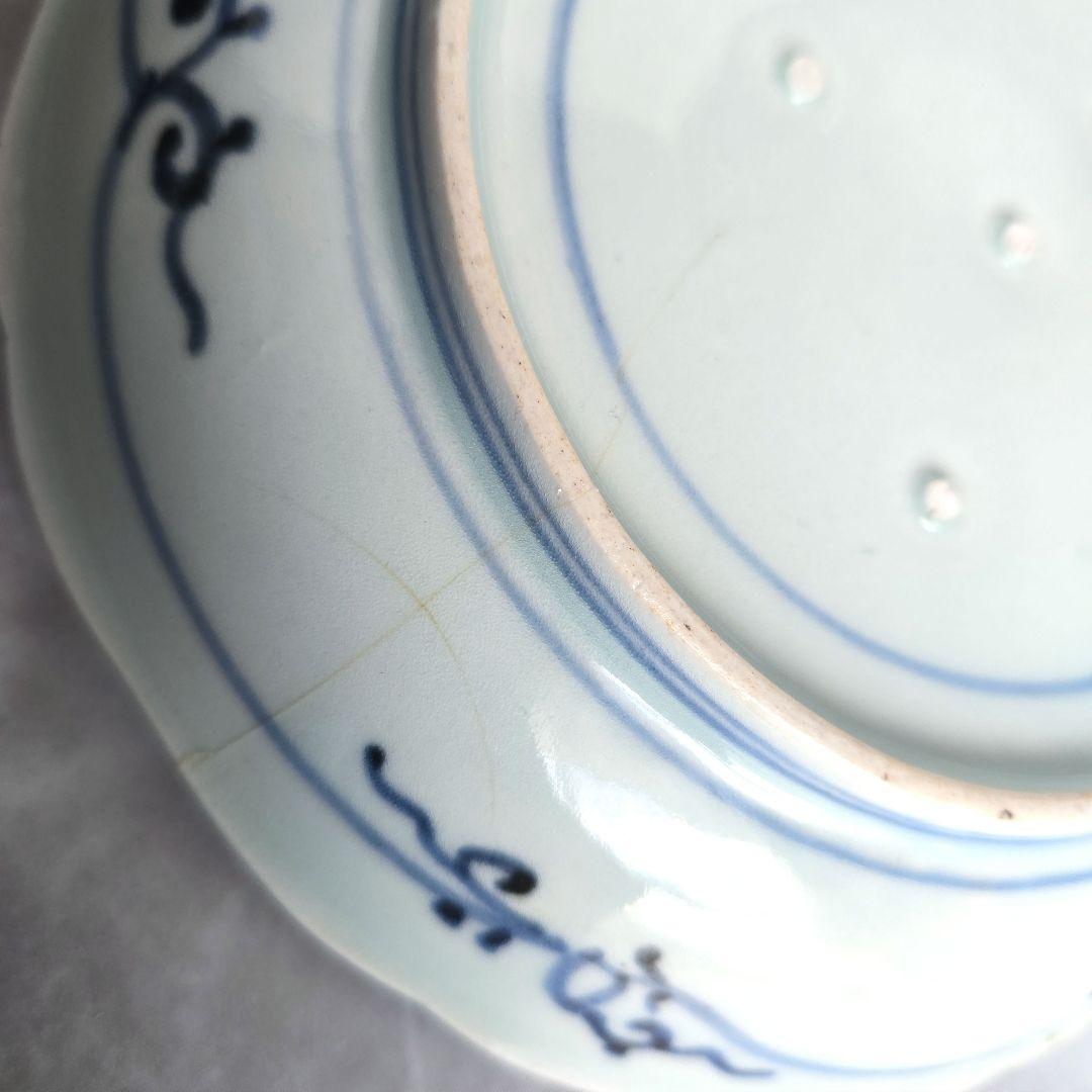 古伊万里　染付　六寸皿　江戸時代　骨董　アンティーク　金継ぎ　有田焼　九谷焼