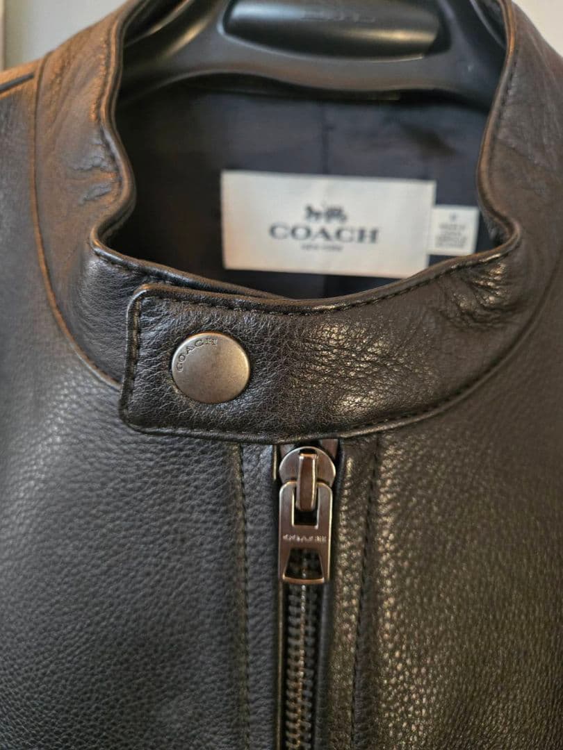 COACH ブラウン シングルライダースジャケット M F86594 COACH