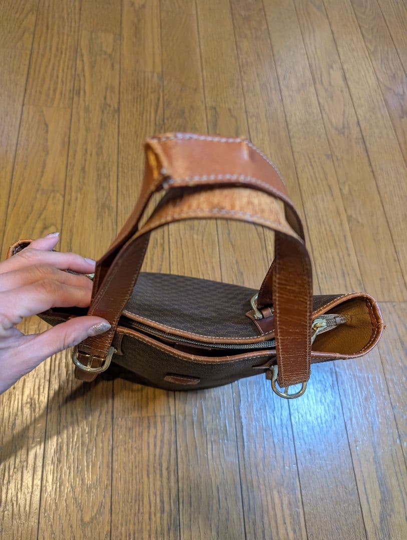 CELINE　 ブラウン　レザー　ショルダー　バッグ