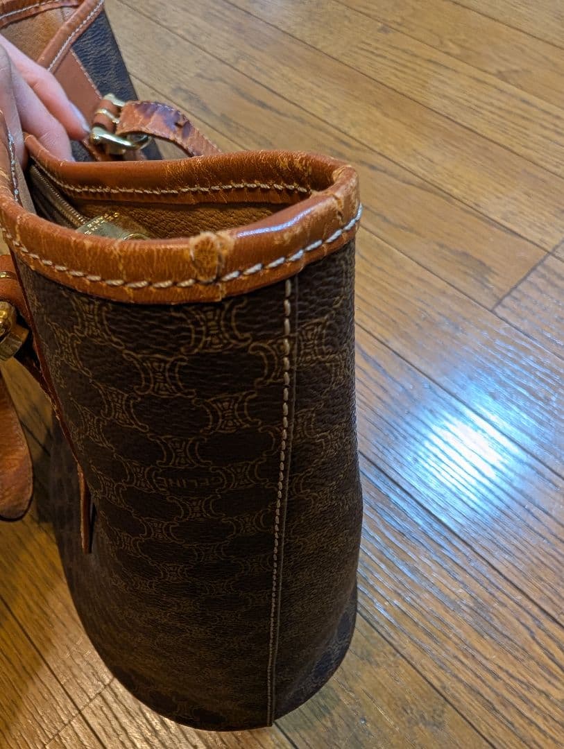 CELINE　 ブラウン　レザー　ショルダー　バッグ