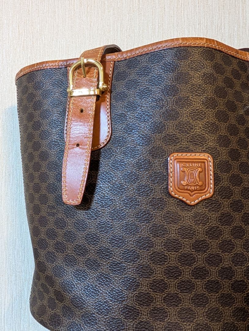 CELINE　 ブラウン　レザー　ショルダー　バッグ