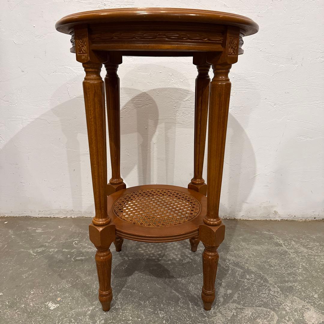 ヴィンテージ 木製 ラウンド サイドテーブル 2段