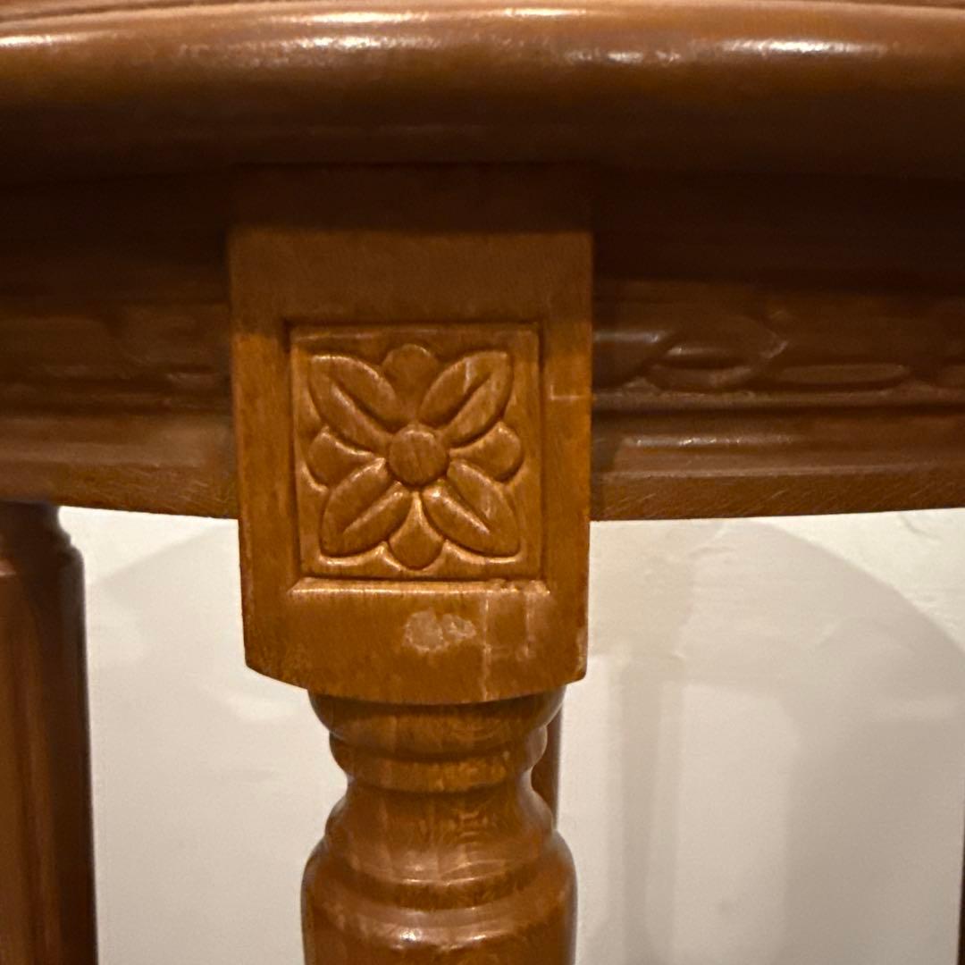 ヴィンテージ 木製 ラウンド サイドテーブル 2段