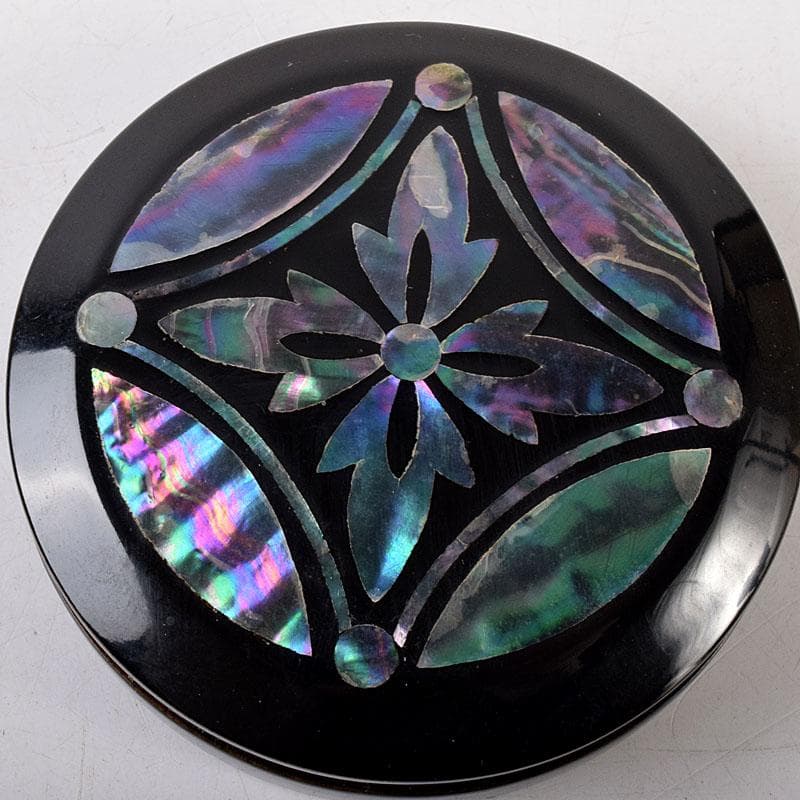 茶道具　塗師　徳山祐哲作　青貝七宝　香合　共箱　V　8120