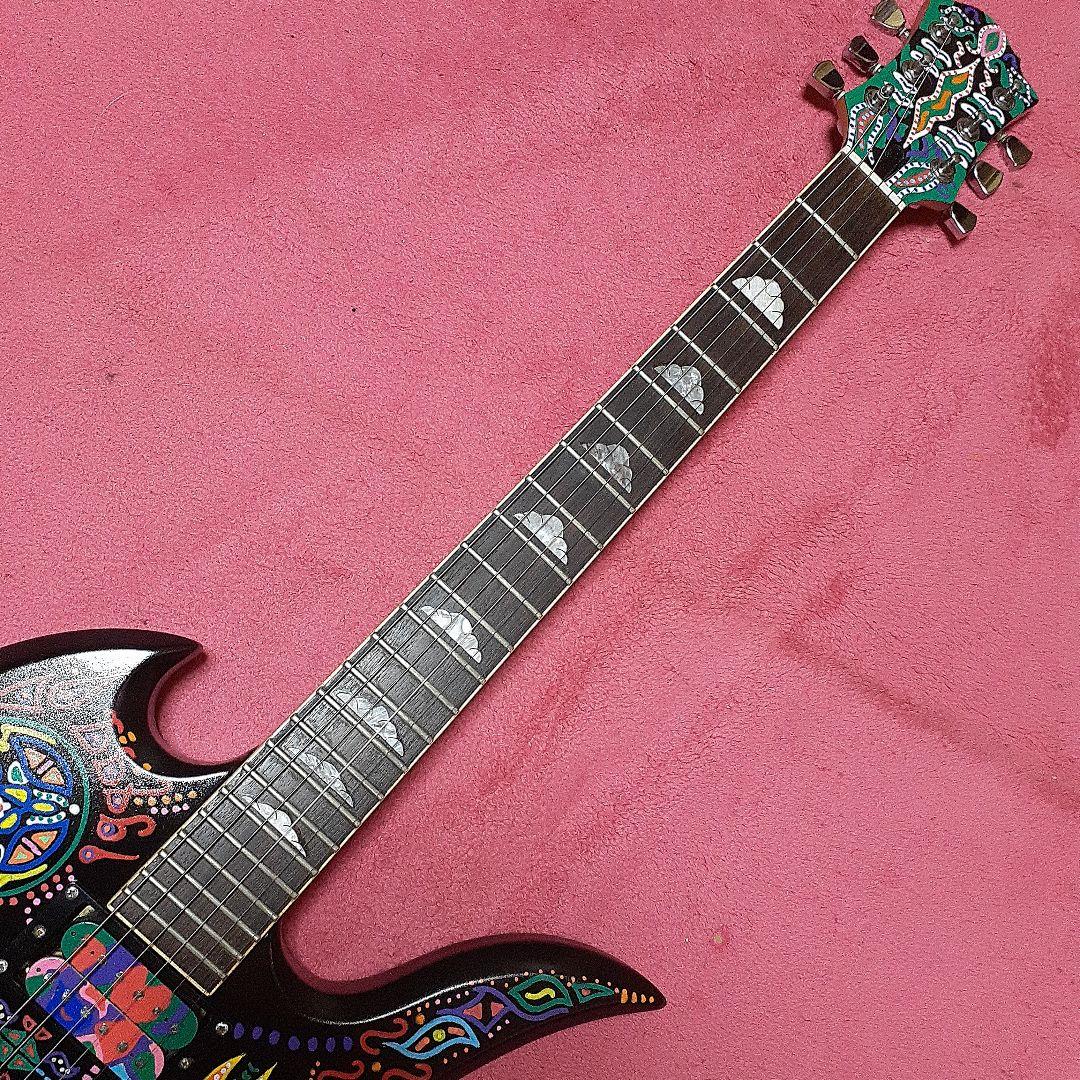 【良・美品】サイケペイント(改)・hideモデル。モッキンバードエレキギター。