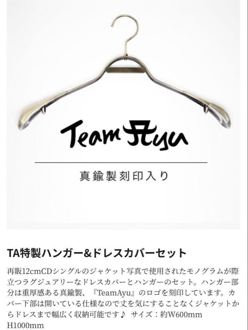 浜崎あゆみ TA特製ハンガー&ドレスカバーセット 真鍮製刻印入り 洋服カバー