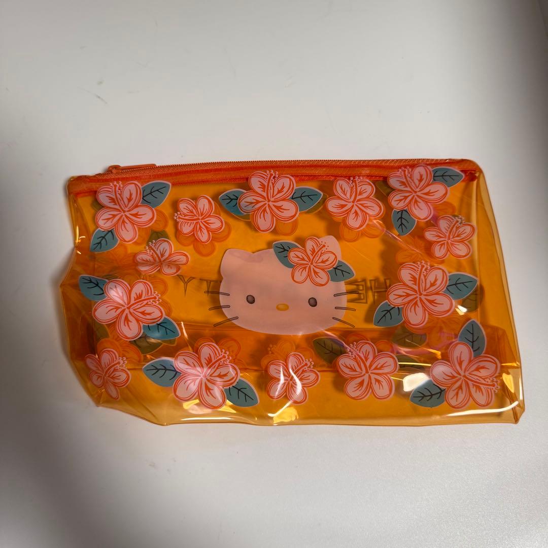HALLO KITTY ハローキティビニールポーチ バッグ　オレンジ ゴーグル