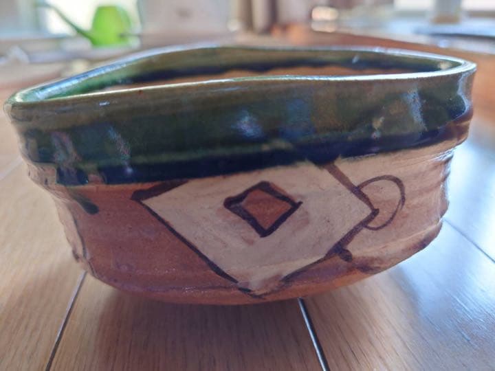 赤織部　茶碗　　　不二窯　佐藤和子