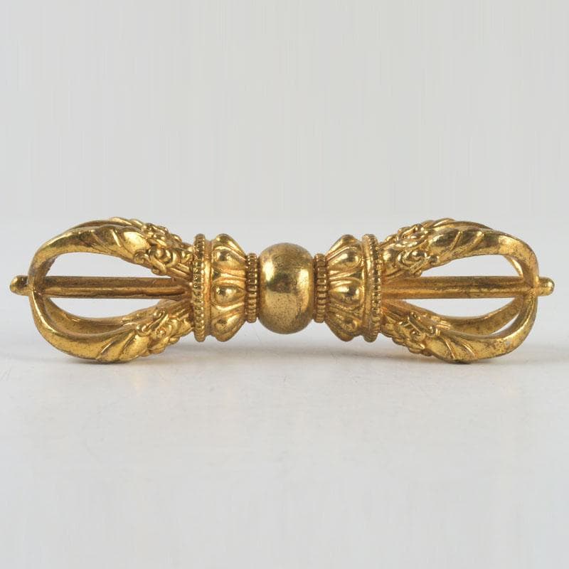 チベット密教法具 古銅鍍金 五鈷杵 金剛杵 V 9570