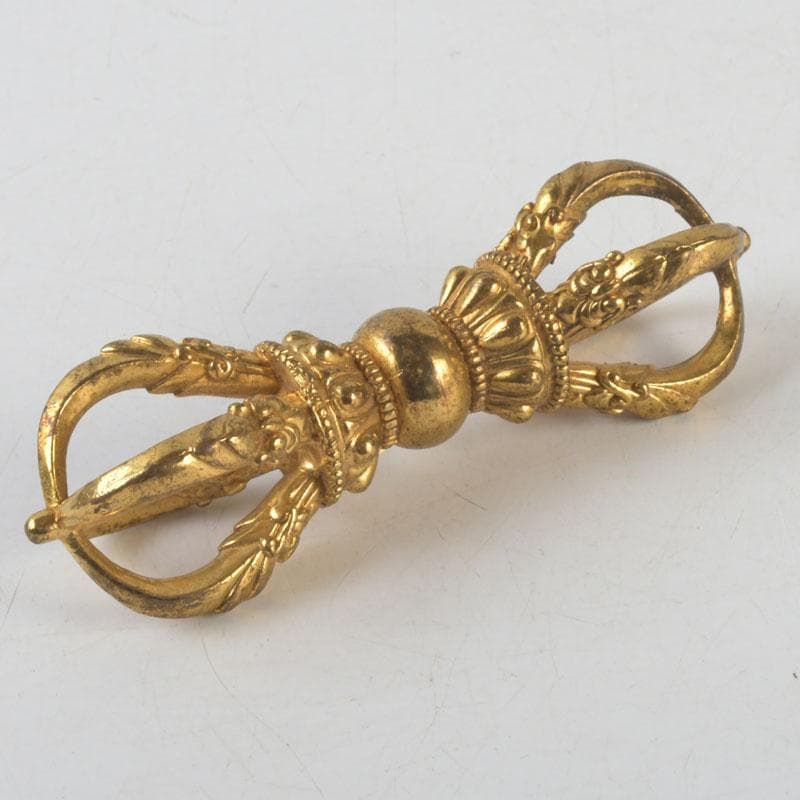 チベット密教法具 古銅鍍金 五鈷杵 金剛杵 V 9570 S115216002 - 工芸品