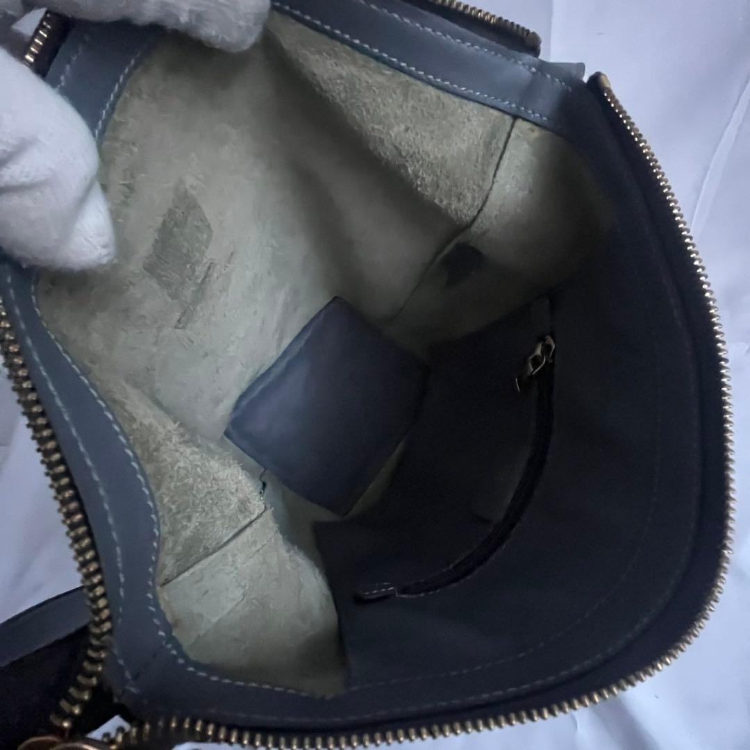 ✨極美品✨　LOEWE アナグラム　ショルダーバッグ　ブルーグレー　レザー