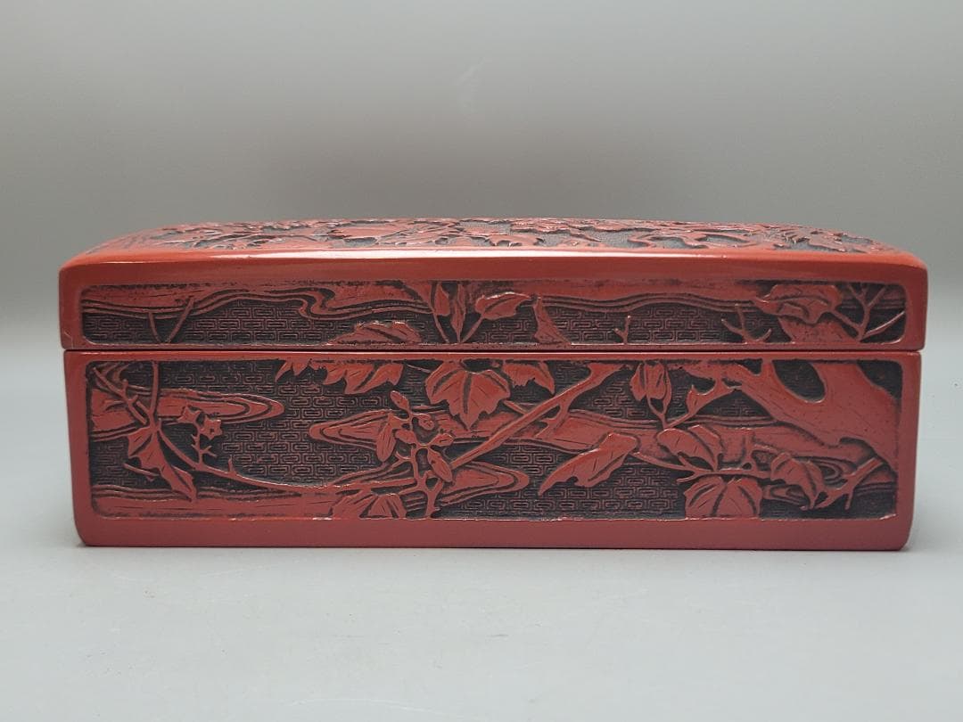 鳳凰紋 堆朱 文庫 美品 DT744