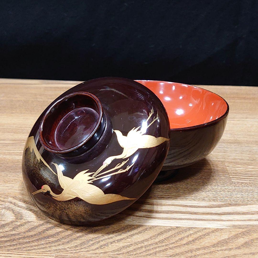 昔の吸物椀10客セット「うA1 鶴 富士山 レトロ 明治 大正 昭和 江戸」