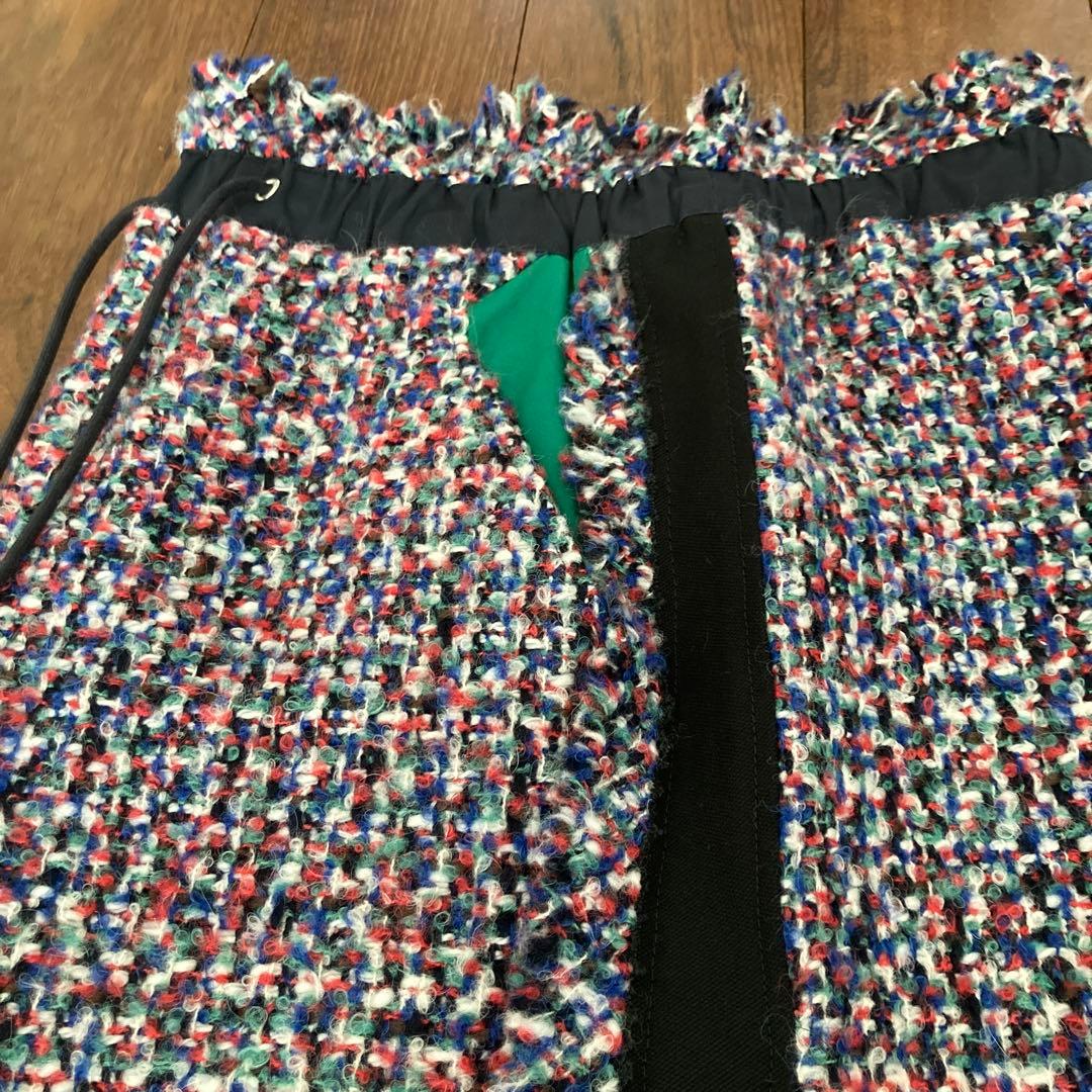 【美品】sacaiマルチカラーツイードスカート