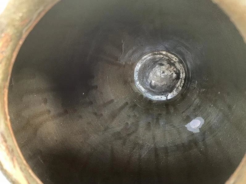 古薩摩 苗代川焼 四耳壷 黒酢壷 古民具 庭造 水瓶 甕壺 花華 釉薬