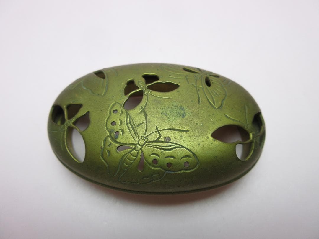 蝶彫刻 火屋 陽刻 花紋 古い 香炉 E90918