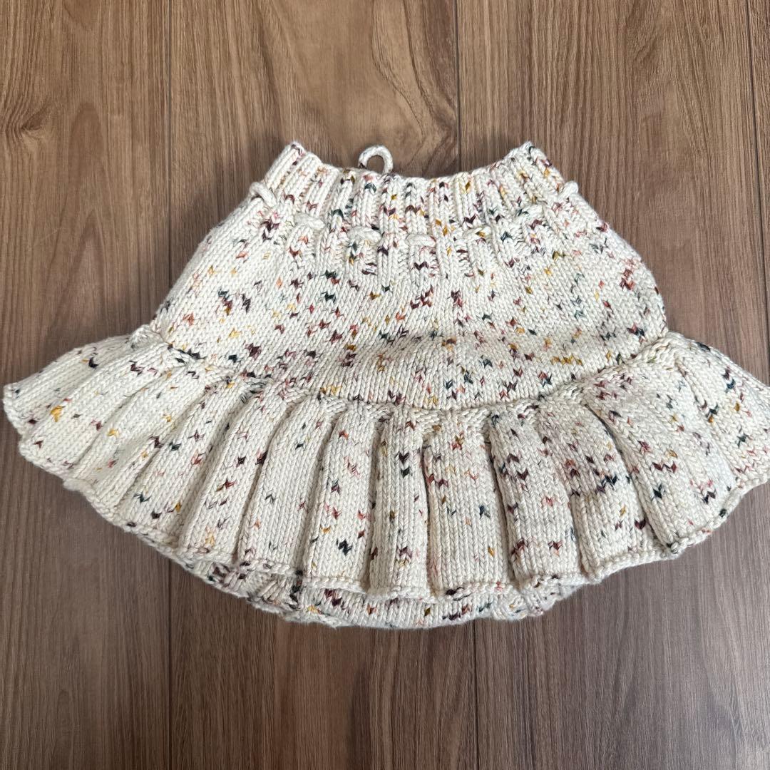 misha&pu f f ニットフリルスカート 100cm クリーム色