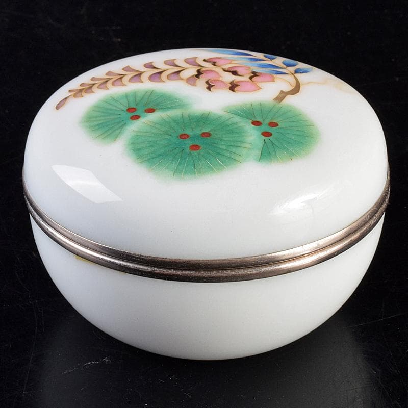 七宝焼　安藤七宝店　藤松紋　盒子蓋物　共箱　M　R7693