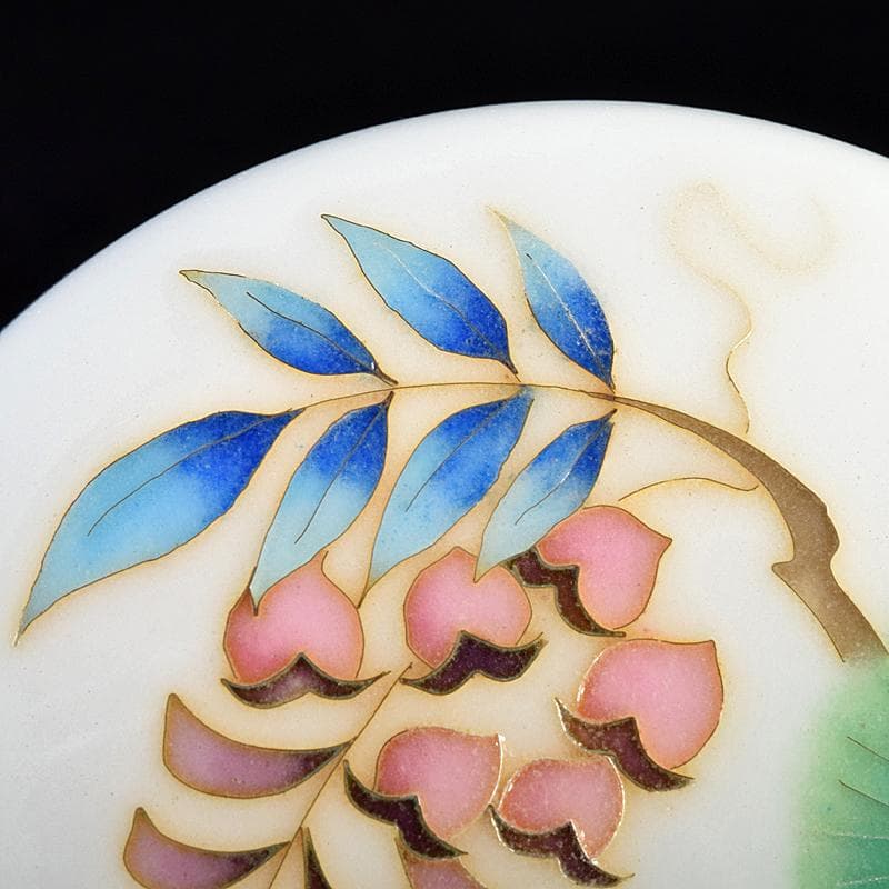 七宝焼 安藤七宝店 藤松紋 盒子蓋物 共箱 M R7693 美術品