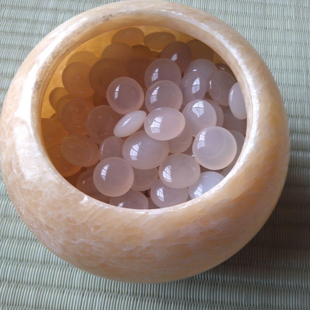 3*3様 瑪瑙(メノウ)碁石 大理石碁笥(ゴケ)