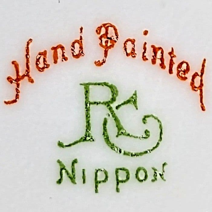 オールドノリタケ・金盛上陽刻薔薇柄 ガーランド装飾 ヘキサゴン