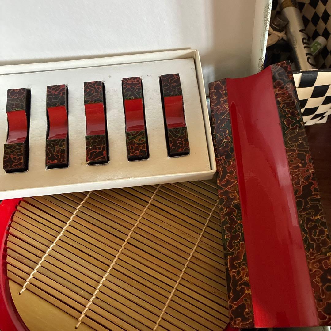 値下げ！津軽塗　蕎麦皿セット　（箸置き、おしぼり置き）