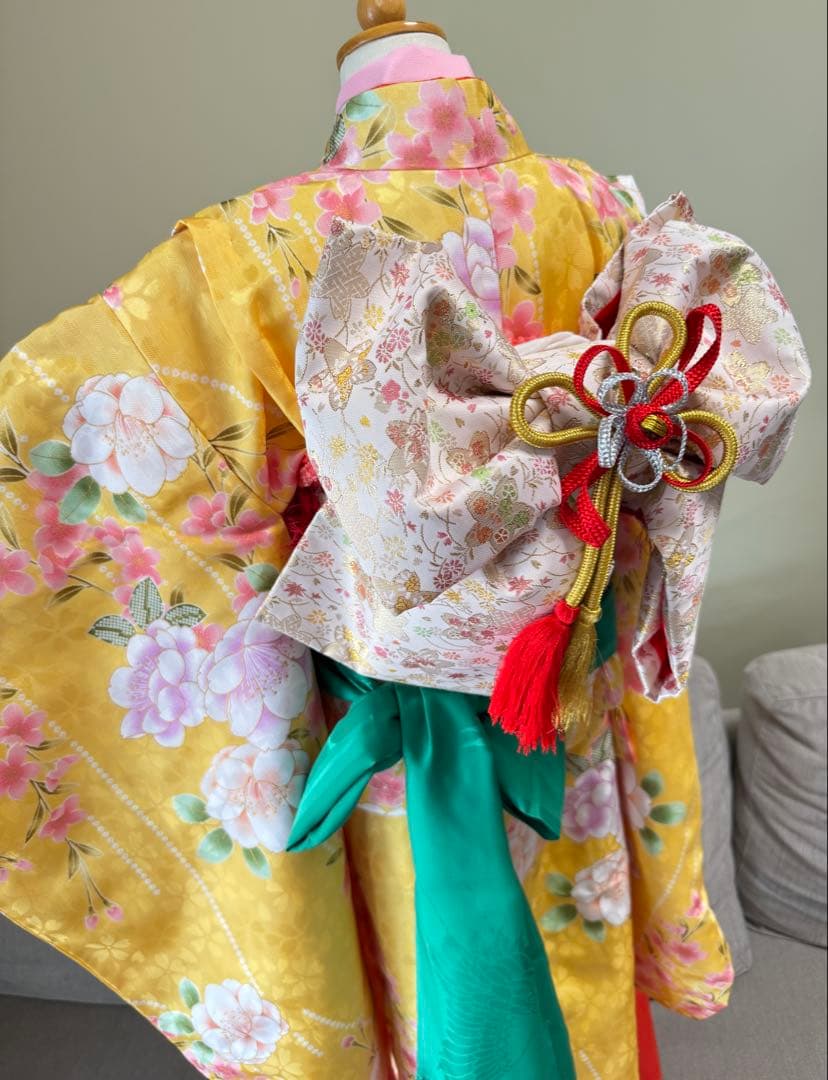 7歳七五三セット　黄色系着物　草履バッグ付き