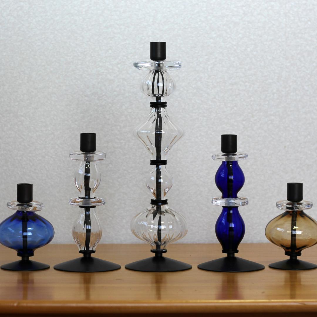 美品】エリックホグラン キャンドルスタンド オニオン型 ブルー 01