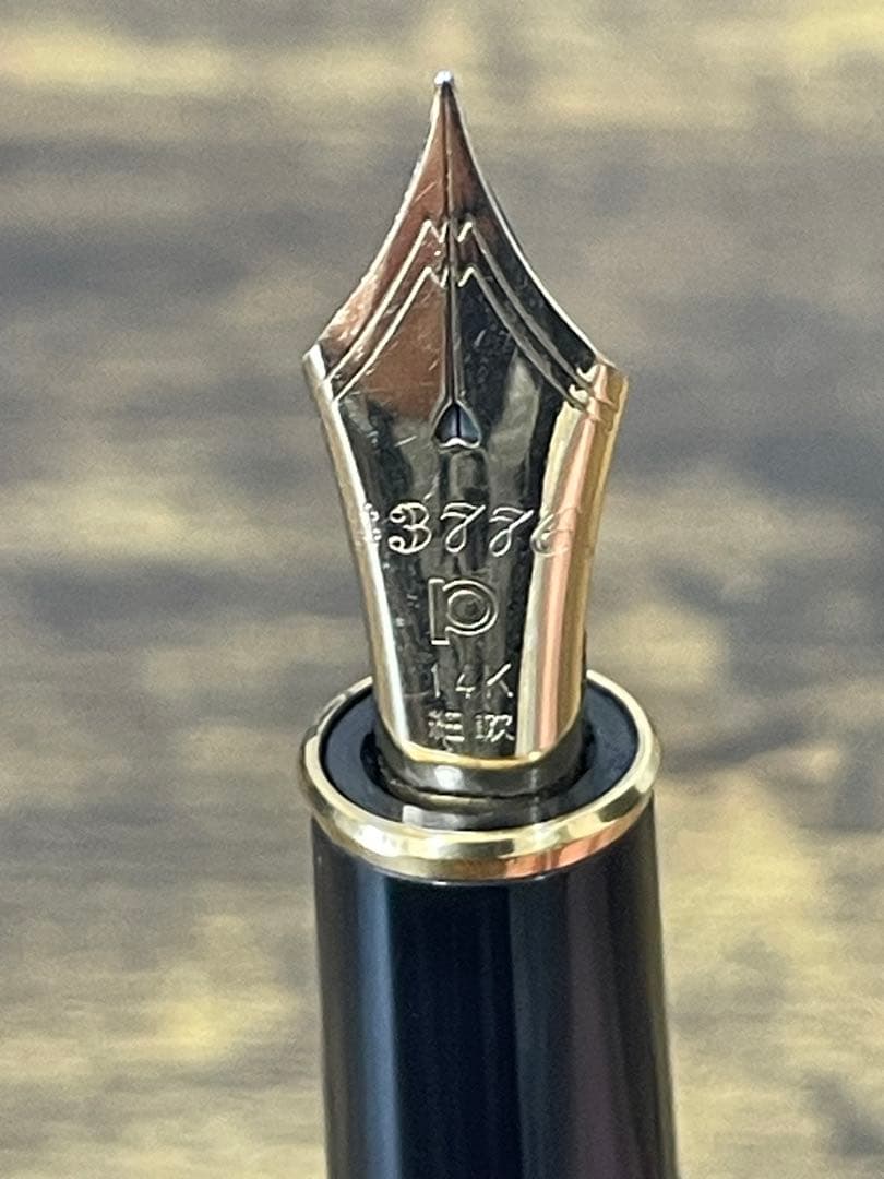 試筆のみ 細軟ニブ 14金 ゴールド×ブラック プラチナ 万年筆