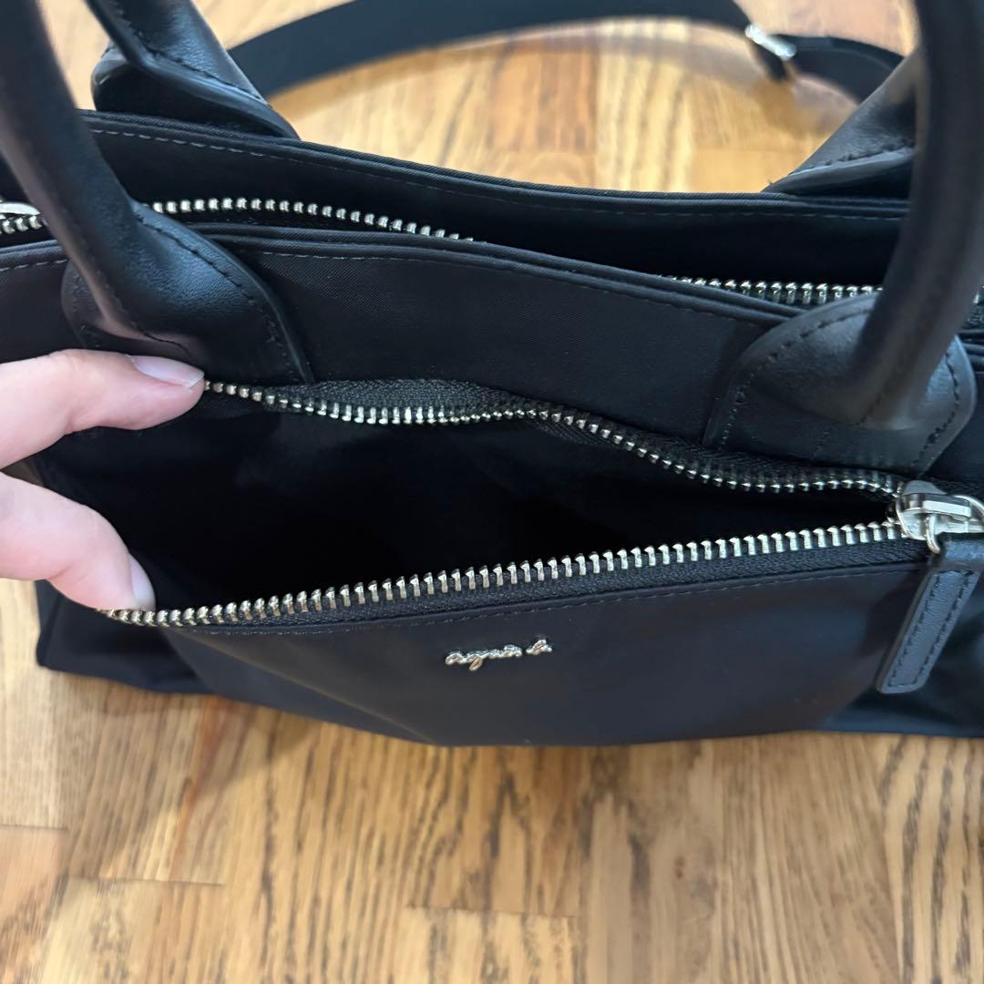 アニエスベー ハンドバッグ ナイロン ブラック