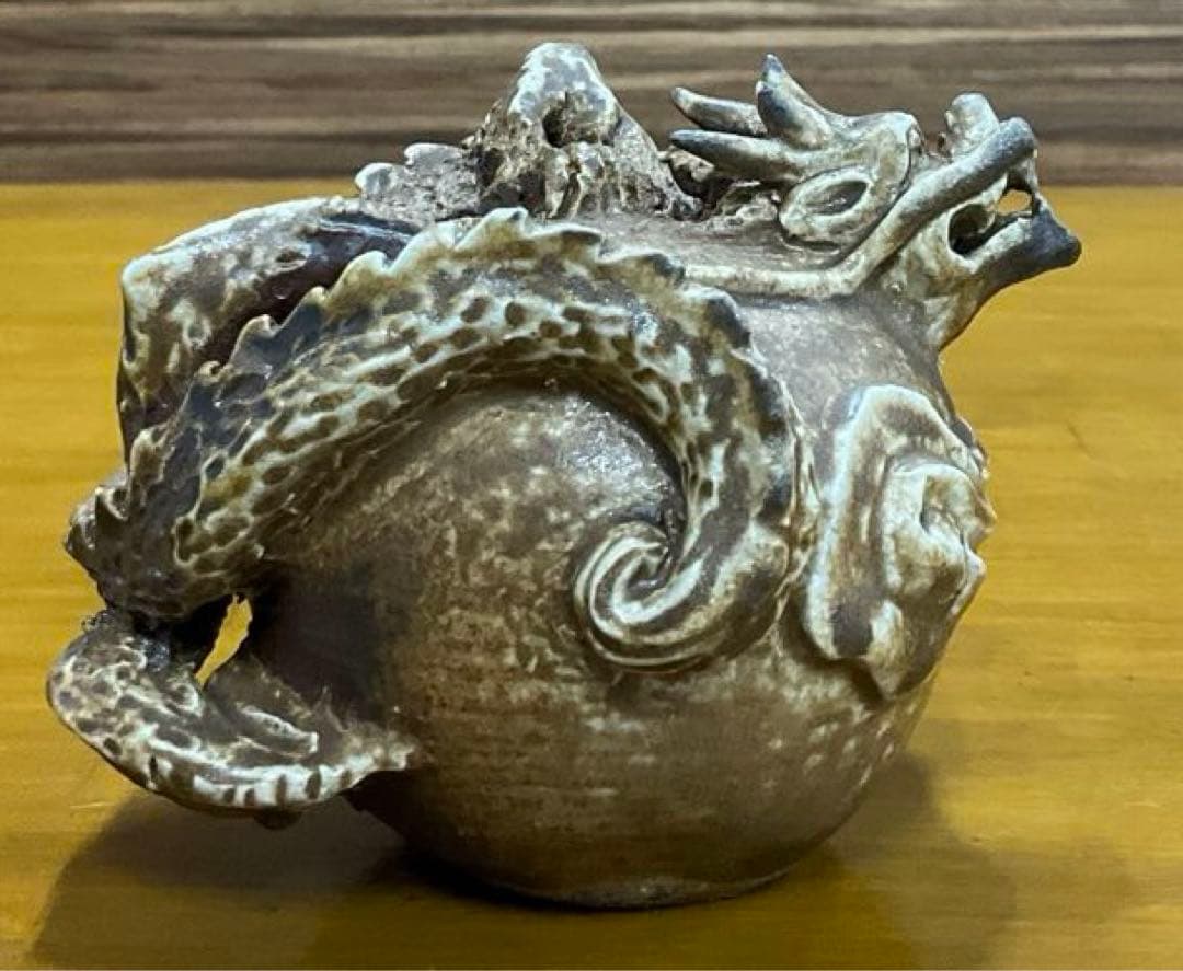 水滴茶道具備前焼龍石田安弘作共箱・共布付き