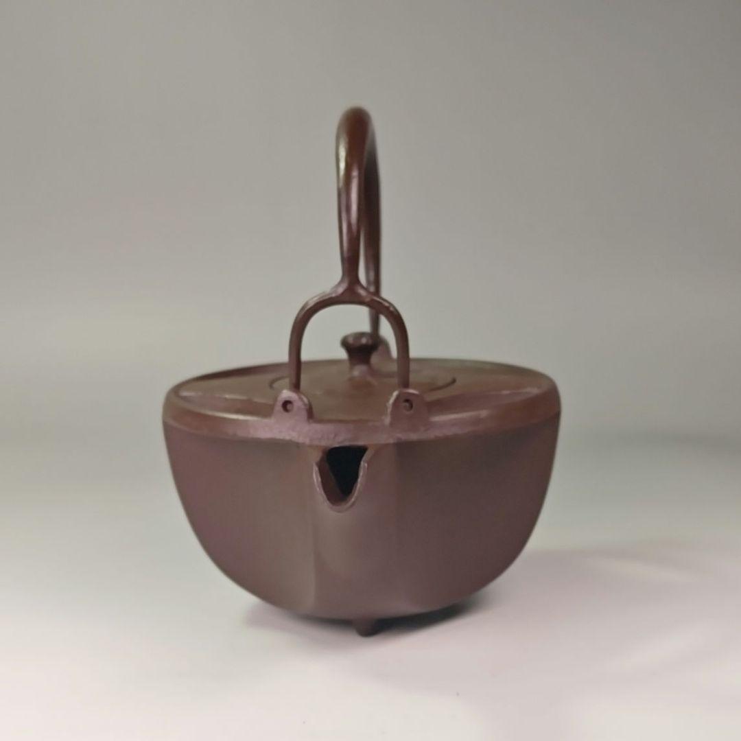 ウ319 銚子『釜師 佐藤浄清造』『七宝銚子 染付替蓋付 共箱 鉄製