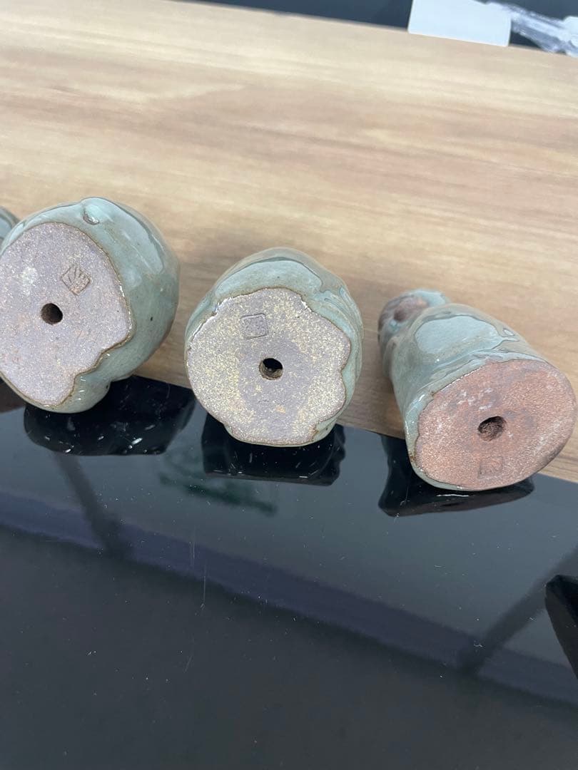 芳月作 芳月造 陶器製 七福神 置物セット 黒台座付き