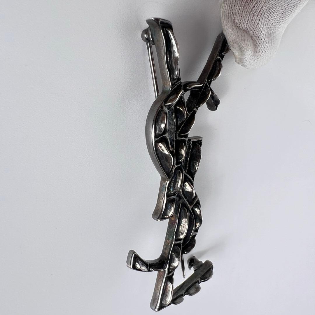 極美品】サンローラン ブローチ オピウム YSLロゴ シルバー