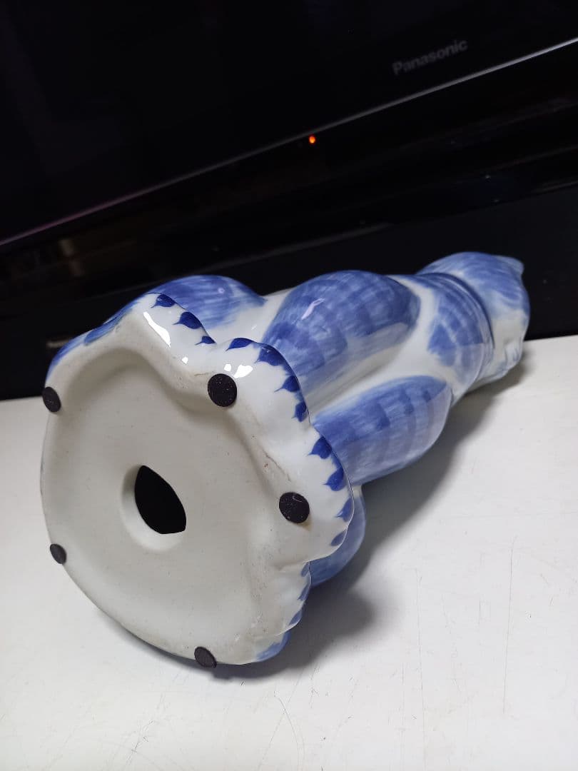 イタリア製 ビンテージ 陶器 手彩色 蝶ネクタイ 座り猫 オブジェ