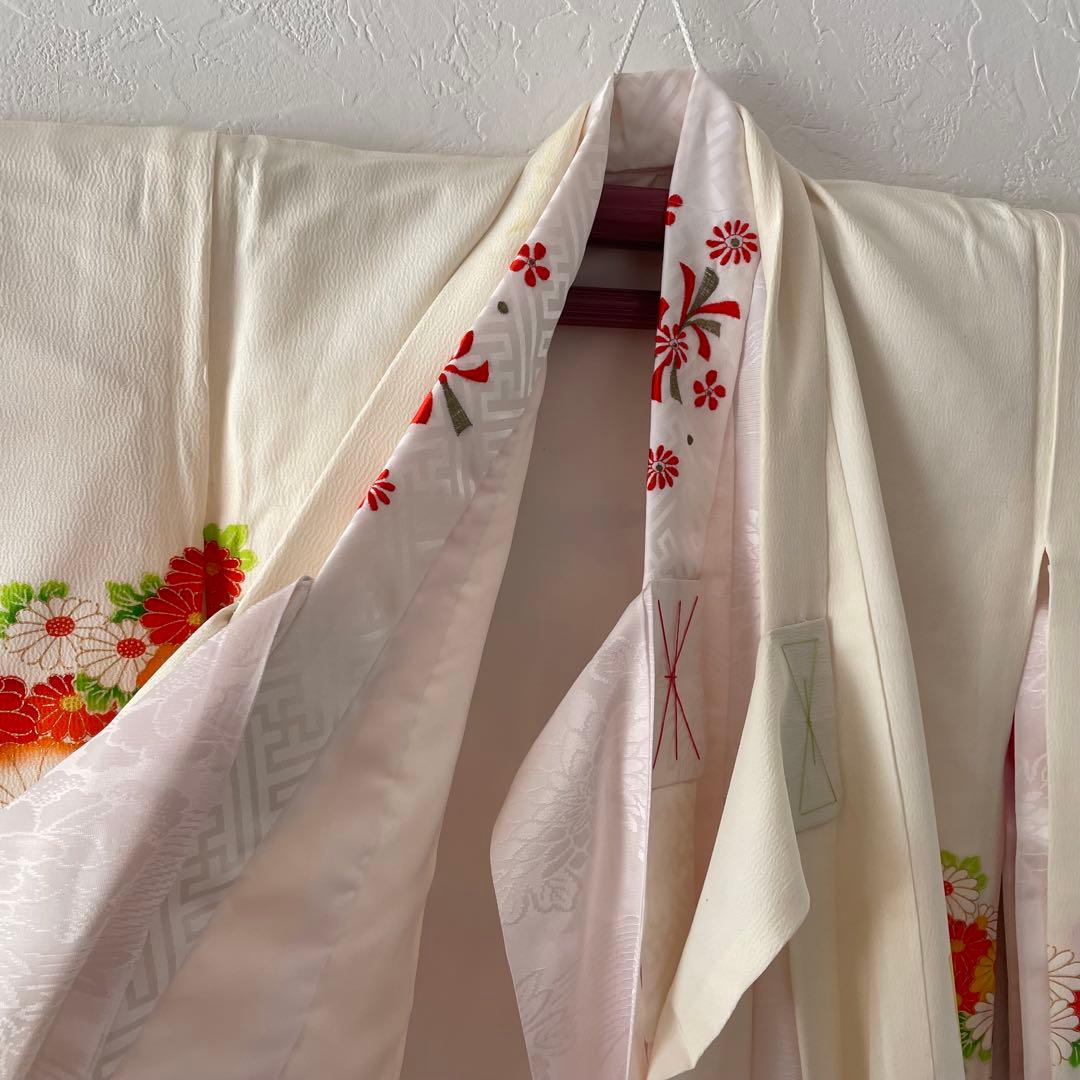 七五三　３歳　正絹お着物セット　正絹被布　被布飾り付き