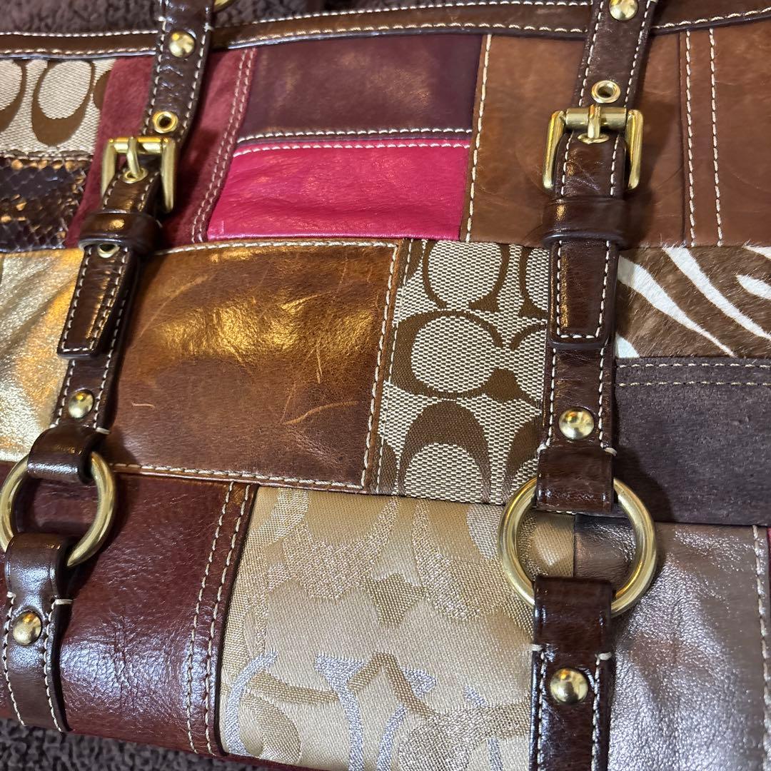 p*p様 COACH コーチ トートバッグ パッチワーク レザー キャンバス ス