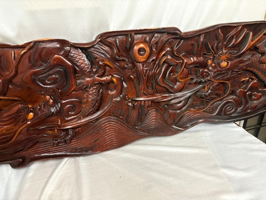 欄間 額 龍 厚彫 彫刻 アンティーク 骨董