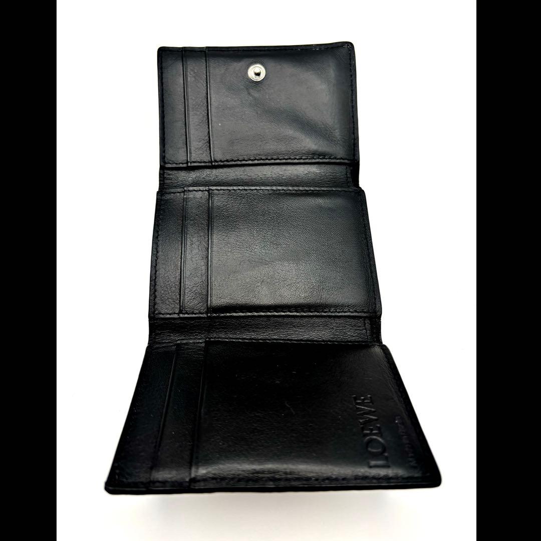 LOEWE 黒 レザー 三つ折り財布