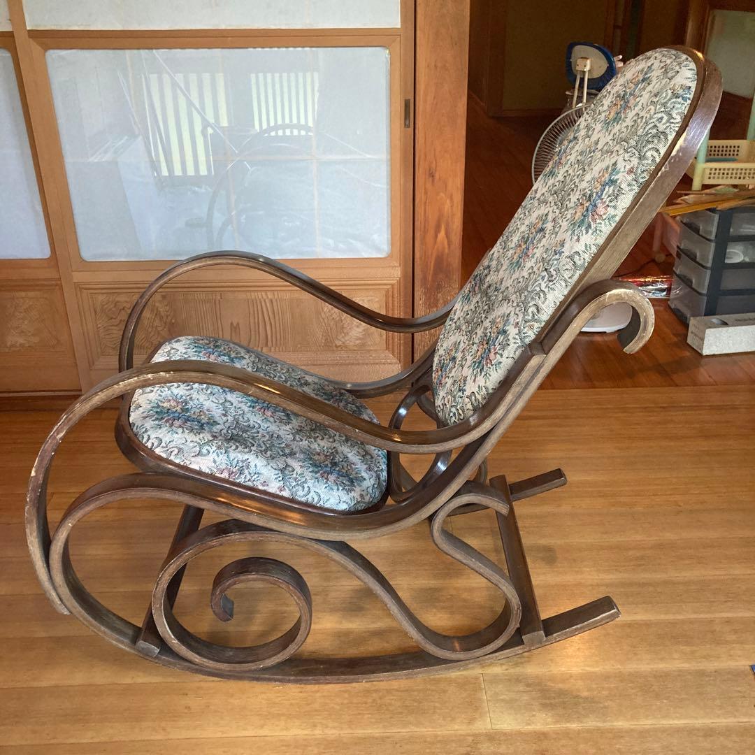 アンティーク ゴブラン織り ロッキングチェア 花柄 木製椅子 ビンテージ